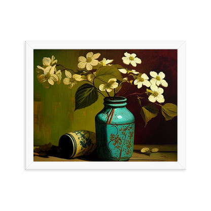 Dogwoods in Vase - Framed poster