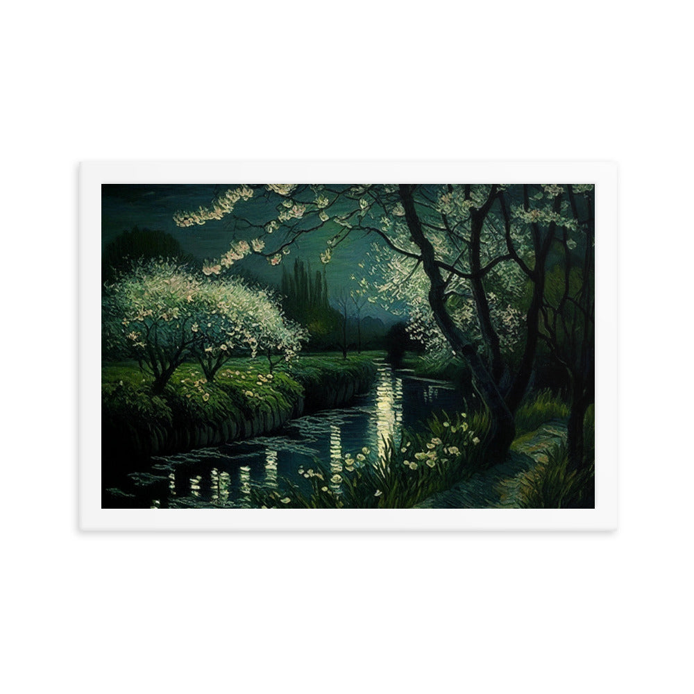 Spring River La Nuit - Framed Poster