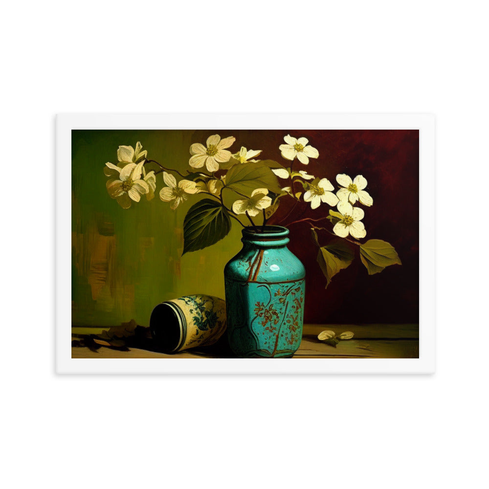 Dogwoods in Vase - Framed poster