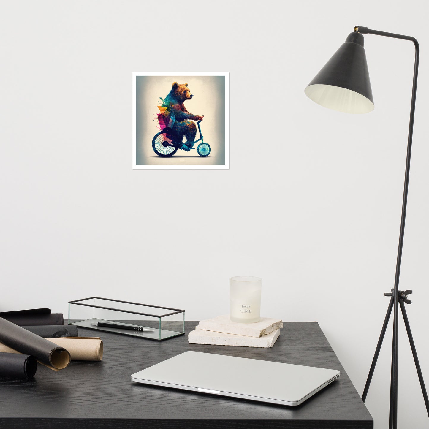 Abstract Bear on Bike - Poster