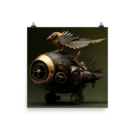 Steampunk Bird Plane - Poster
