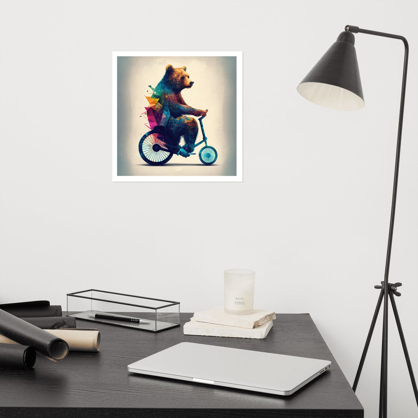 Abstract Bear on Bike - Poster