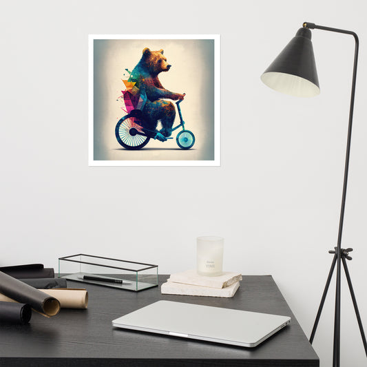 Abstract Bear on Bike - Poster