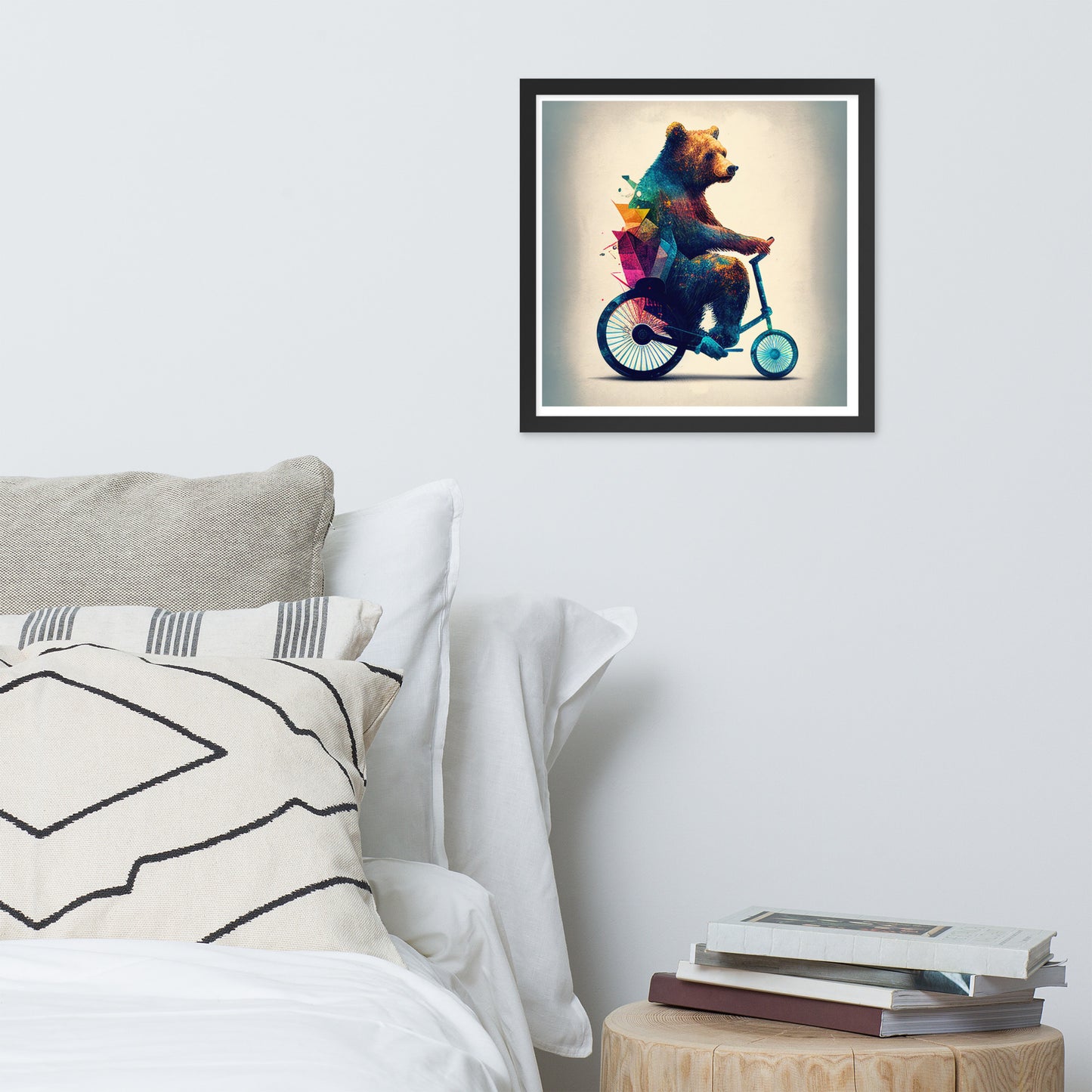 Abstract Bear on Bike - Framed Photo Poster