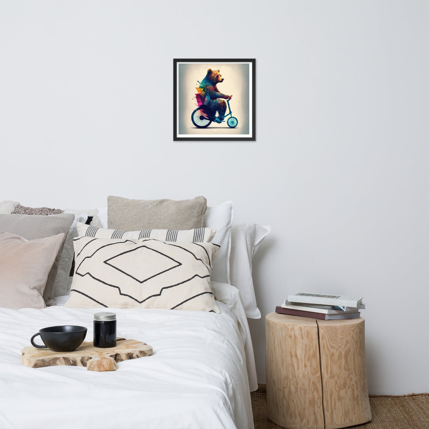 Abstract Bear on Bike - Framed Photo Poster