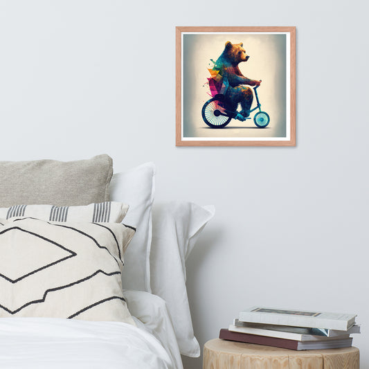 Abstract Bear on Bike - Framed Photo Poster
